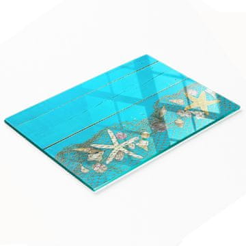 Staklena kuhinjska daska za rezanje s grafikom školjke i zvijezde, 80x52 cm