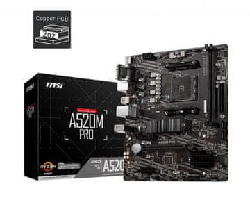slomart MSI A520M PRO matična ploča, AM4, Micro ATX