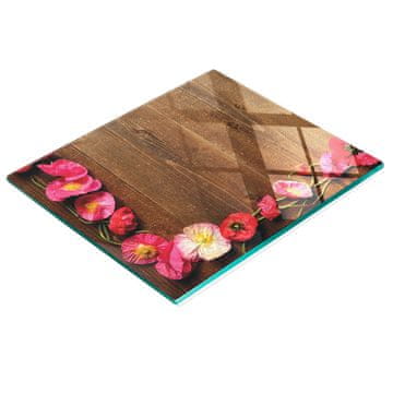 tulup.cz Staklena ukrasna daska za posluživanje grickalica Ružičasti makovi 60x52 cm