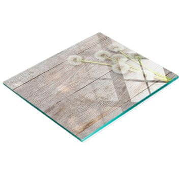 Staklena kuhinjska daska za posluživanje s grafikom buketa maslačka 60x52 cm