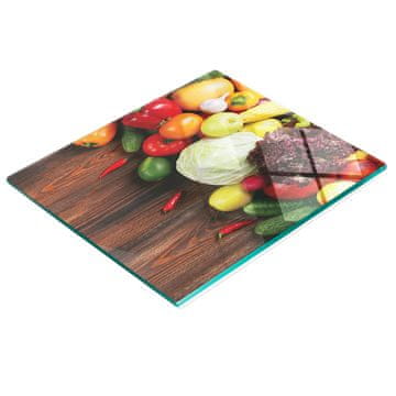 Kaljena višenamjenska dekorativna staklena daska za povrće, drvo, 60x52 cm