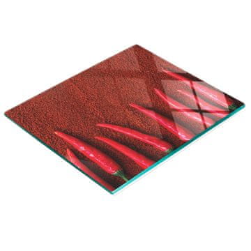 Ukrasna staklena daska za rezanje i serviranje papričice čili 60x52 cm