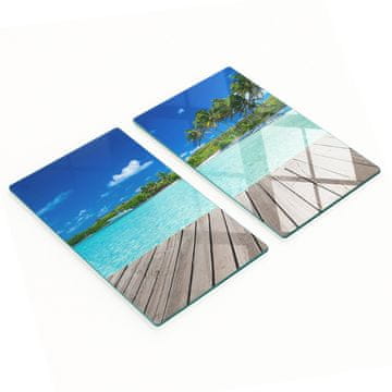 tulup.cz Staklene daske za rezanje u kuhinji s grafikom tropske plaže 2x30x52 cm