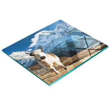 tulup.cz Kaljena staklena daska za posluživanje s grafikom planinskog jakova 60x52 cm