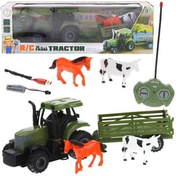 Nobo Kids TRAKTOR NA DALJINSKO UPRAVLJANJE RC POLJOPRIVREDNI TRAKTOR S PRIKOLICOM IGRAČKA ZA DJECU