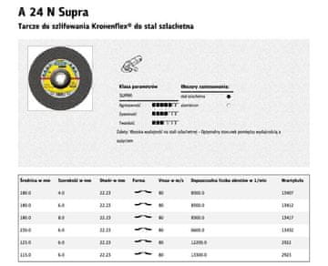 KLINGSPOR Brusni disk 230 mm x 6,0 mm x 22,2 mm A24N Supra nehrđajući čelik