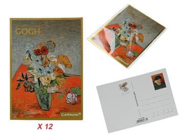 Carmani SET OD 12 RAZGLEDNICA VAN GOGH RAZGLEDNICE RUŽE I ANEMONE POKLON KUTIJA