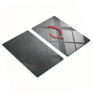 tulup.cz Izdržljive i elegantne staklene kuhinjske daske s uzorkom čilija 2x30x52 cm