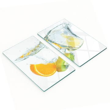 Staklene kuhinjske ploče za posluživanje s grafikom agrumi i kivi 2x30x52 cm