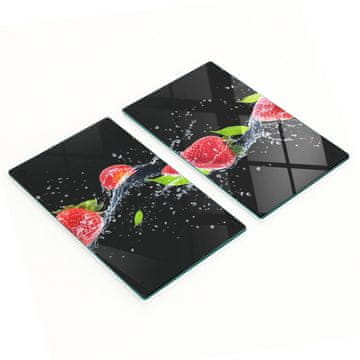 tulup.cz Dekorativne staklene daske za rezanje u kuhinji s motivom jagoda i vode 2x30x52 cm