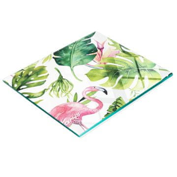 Staklena daska za rezanje s grafikom flaminga i lišća 60x52 cm