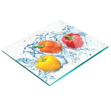 Staklena dekorativna ploča za posluživanje grickalica voda paprika 60x52 cm