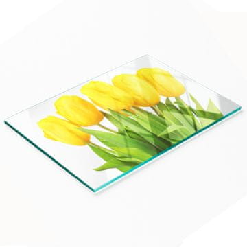 tulup.cz Kuhinjska višenamjenska dekorativna staklena ploča Žuti tulipani 80x52 cm