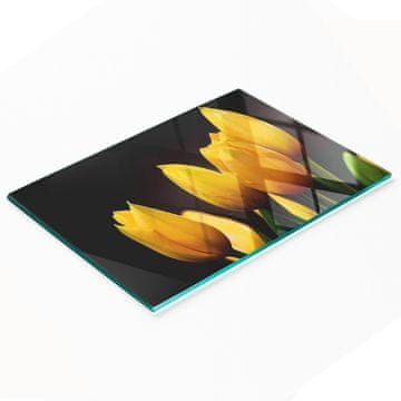 Kuhinjska višenamjenska dekorativna staklena daska Žuti tulipani 80x52 cm