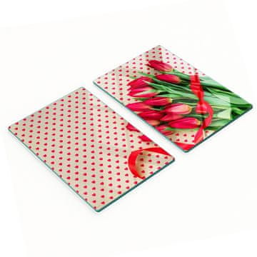 Kvalitetne staklene daske s tulipan motivom i natpisom srca, 2x40x52 cm