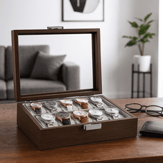ORGANIZATOR ZA 10 SATOVA, ELEGANTNA KUTIJA OD CRNOG STAKLENA