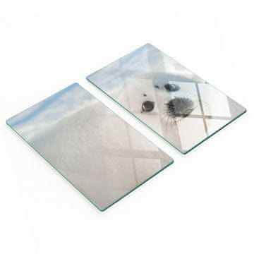 Set tvrdih kuhinjskih staklenih dasaka s printom tuljana 2x30x52 cm