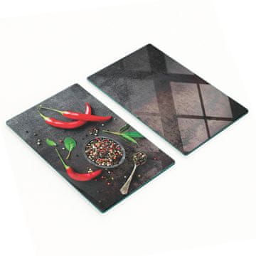 Ukrasne staklene daske za rezanje i posluživanje paprika čili 2x30x52 cm
