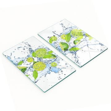 tulup.cz Dekorativne staklene kuhinjske daske za rezanje limete i vode 2x30x52 cm
