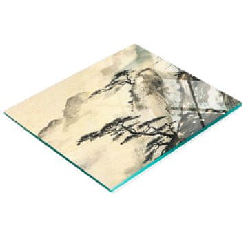 tulup.cz Staklena kuhinjska daska za posluživanje s kineskom pejzažnom grafikom 60x52 cm