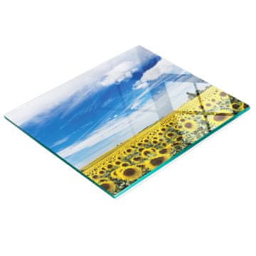 Staklena kuhinjska daska za rezanje s grafikom polja suncokreta 60x52 cm