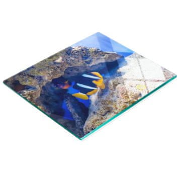 Kuhinjska višenamjenska dekorativna staklena daska, tropske ribe, 60x52 cm