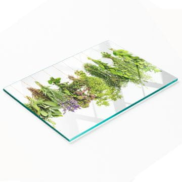 tulup.cz Staklena daska za posluživanje s grafikom od začinskog bilja 80x52 cm