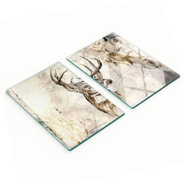 Set tvrdih kuhinjskih staklenih dasaka s grafikom jelena 2x40x52 cm