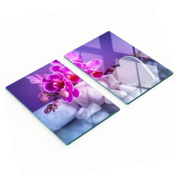 tulup.cz Staklene daske za rezanje za kuhinju s grafikom orhideje i srca 2x40x52 cm