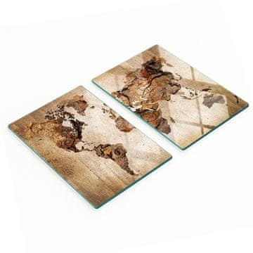 tulup.cz Dekorativne staklene daske za rezanje Drvena karta svijeta 2x40x52 cm
