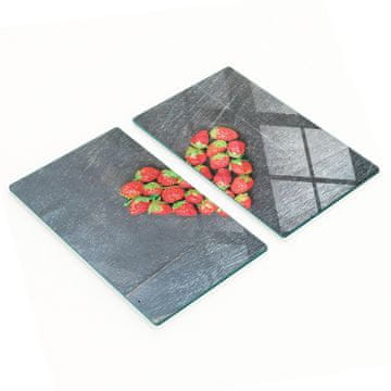 tulup.cz Staklene daske za rezanje s grafikom srca od jagode 2x30x52 cm