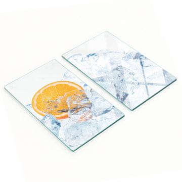 tulup.cz Staklene daske za rezanje za kuhinju s narančastom grafikom leda 2x30x52 cm