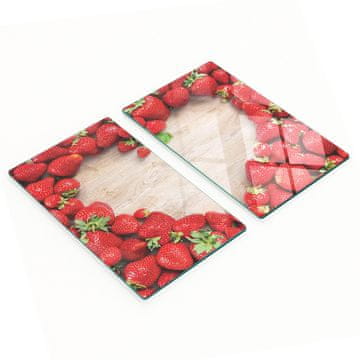 Staklene kuhinjske daske za rezanje s grafikom jagode srce 2x30x52 cm