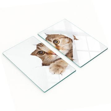 Set kaljenih staklenih kuhinjskih dasaka s uzorkom mačke 2x30x52 cm
