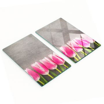 Stilske i izdržljive staklene ploče s otiskom, ružičasti tulipani 2x30x52 cm