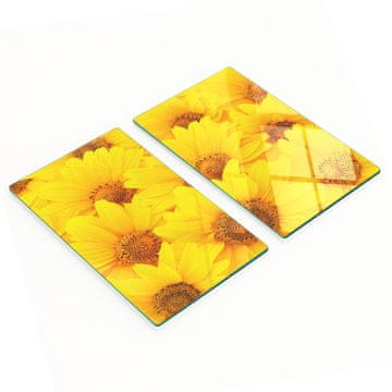 Komplet od dvije ukrasne staklene kuhinjske daske sa suncokretima 2x30x52 cm
