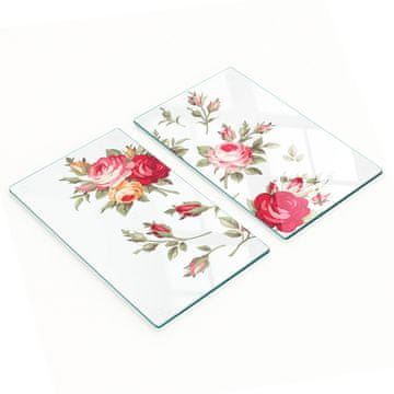 Komplet kaljenih staklenih kuhinjskih dasaka s uzorkom ruža 2x30x52 cm