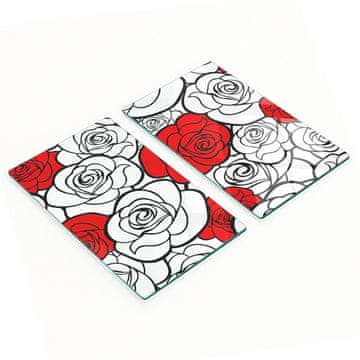 Set kaljenih kuhinjskih staklenih daski s otiskom ruža 2x30x52 cm