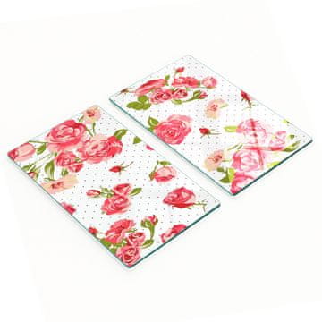Set kaljenih staklenih kuhinjskih dasaka s grafikom ruža 2x30x52 cm