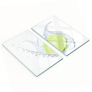 Komplet kaljenih staklenih kuhinjskih dasaka s grafikom limete 2x30x52 cm