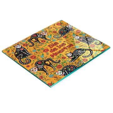tulup.cz Staklena ukrasna daska za posluživanje grickalica Calavera Cats 60x52 cm