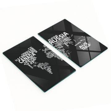 Šklenene kuhinjske deske za serviranje s grafikom karta svijeta 2x30x52 cm