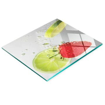 tulup.cz Kaljena staklena kuhinjska ploča s grafikom jagode i limete 60x52 cm