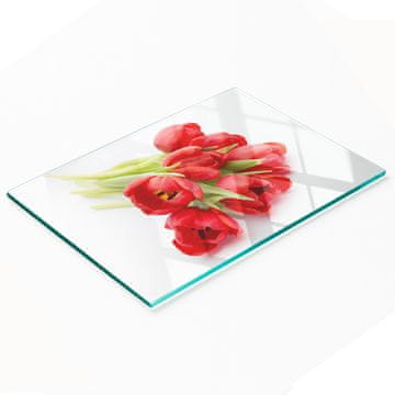 tulup.cz Staklena daska za rezanje za kuhinju s grafikom crvenih tulipana 80x52 cm