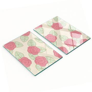 Set kaljenih staklenih daski za rezanje s uzorkom ruža 2x40x52 cm