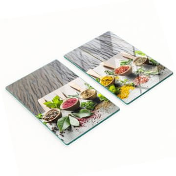 Set od dviju staklenih kuhinjskih dasaka, šareni začini, 2x40x52 cm