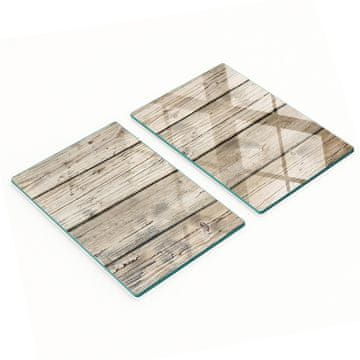 Komplet kaljenih staklenih kuhinjskih dasaka s uzorkom drvo 2x40x52 cm