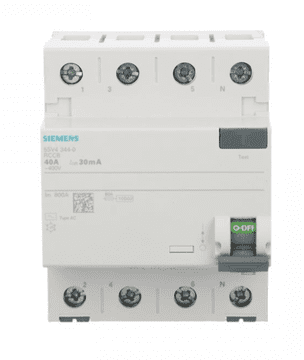 Siemens 4P diferencijalni prekidač 40A 0,03A Tip AC 30mA 400V Sentron 5SV4344-0