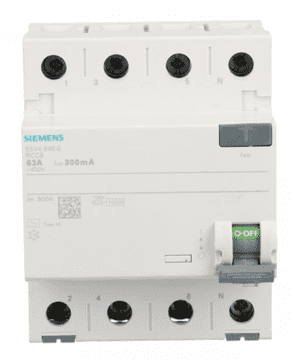 Siemens 4P diferencijalni prekidač 63A 0,03A Tip AC 30mA 400V Sentron 5SV4346-0