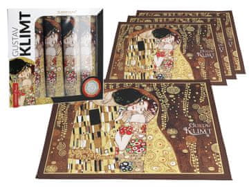 Carmani Set od 4 podmetača za stol - G. Klimt, Poljubac, smeđa pozadina ()